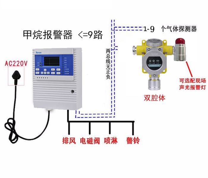 甲烷气体报警器9路双腔体
