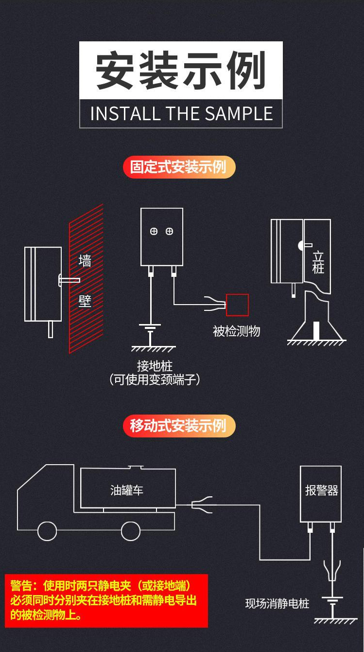 移动静电接地报警器